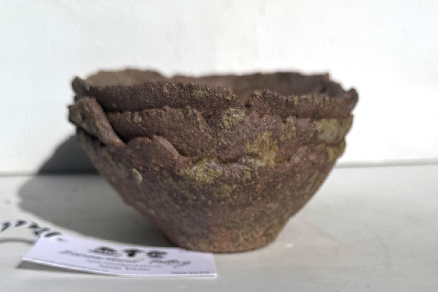 30.5cm Oval Brown Woodash Layered Finish Stoneware Unglazed Bonsai Pot