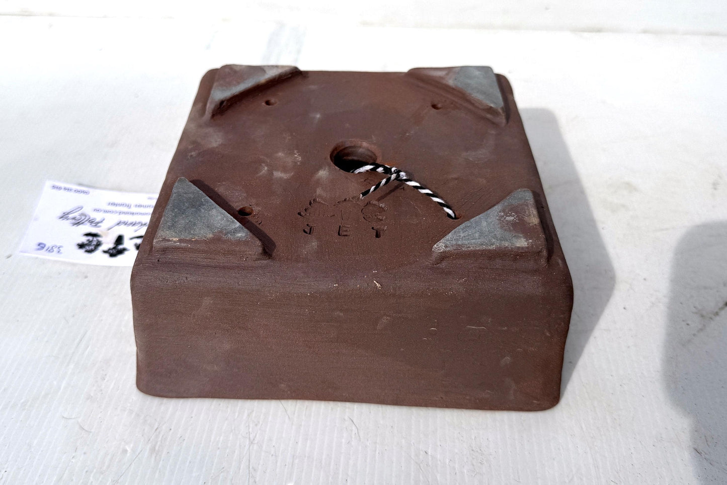 Square 17cm Brown Smooth Stoneware Bonsai Pot