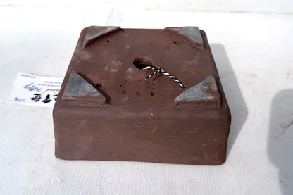 Square 17cm Brown Smooth Stoneware Bonsai Pot