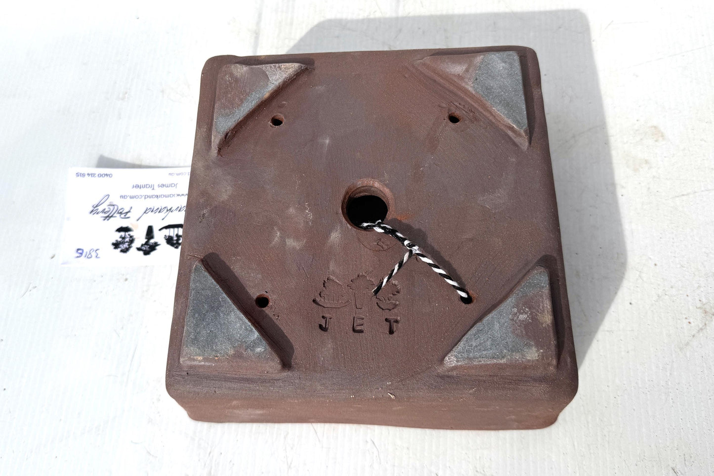 Square 17cm Brown Smooth Stoneware Bonsai Pot