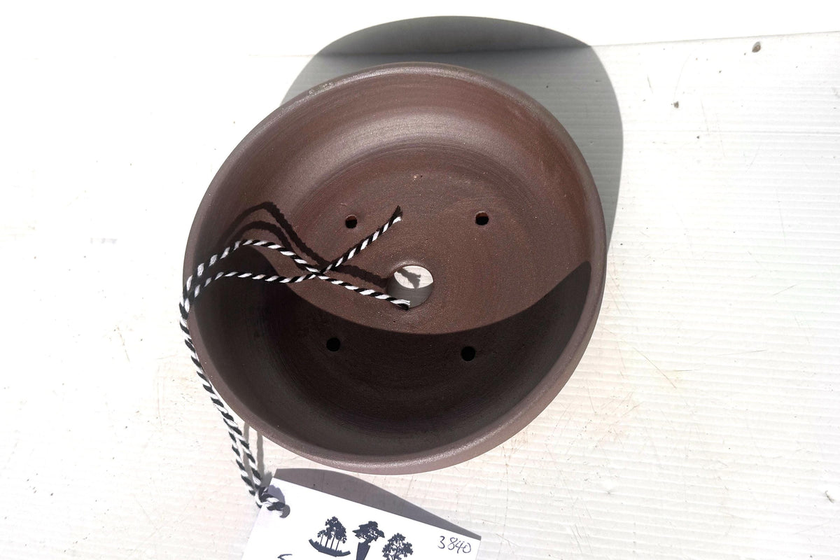 Round 16.5cm Brown Smooth Stoneware Bonsai Pot