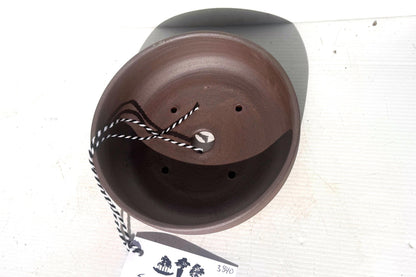 Round 16.5cm Brown Smooth Stoneware Bonsai Pot