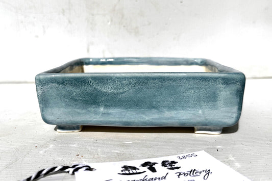 Square 17cm Blue Glazed Stoneware Bonsai Pot