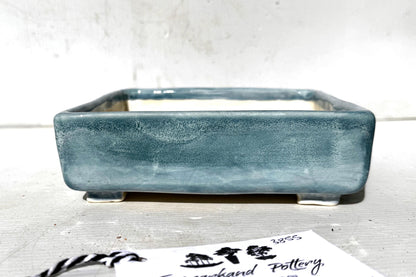Square 17cm Blue Glazed Stoneware Bonsai Pot