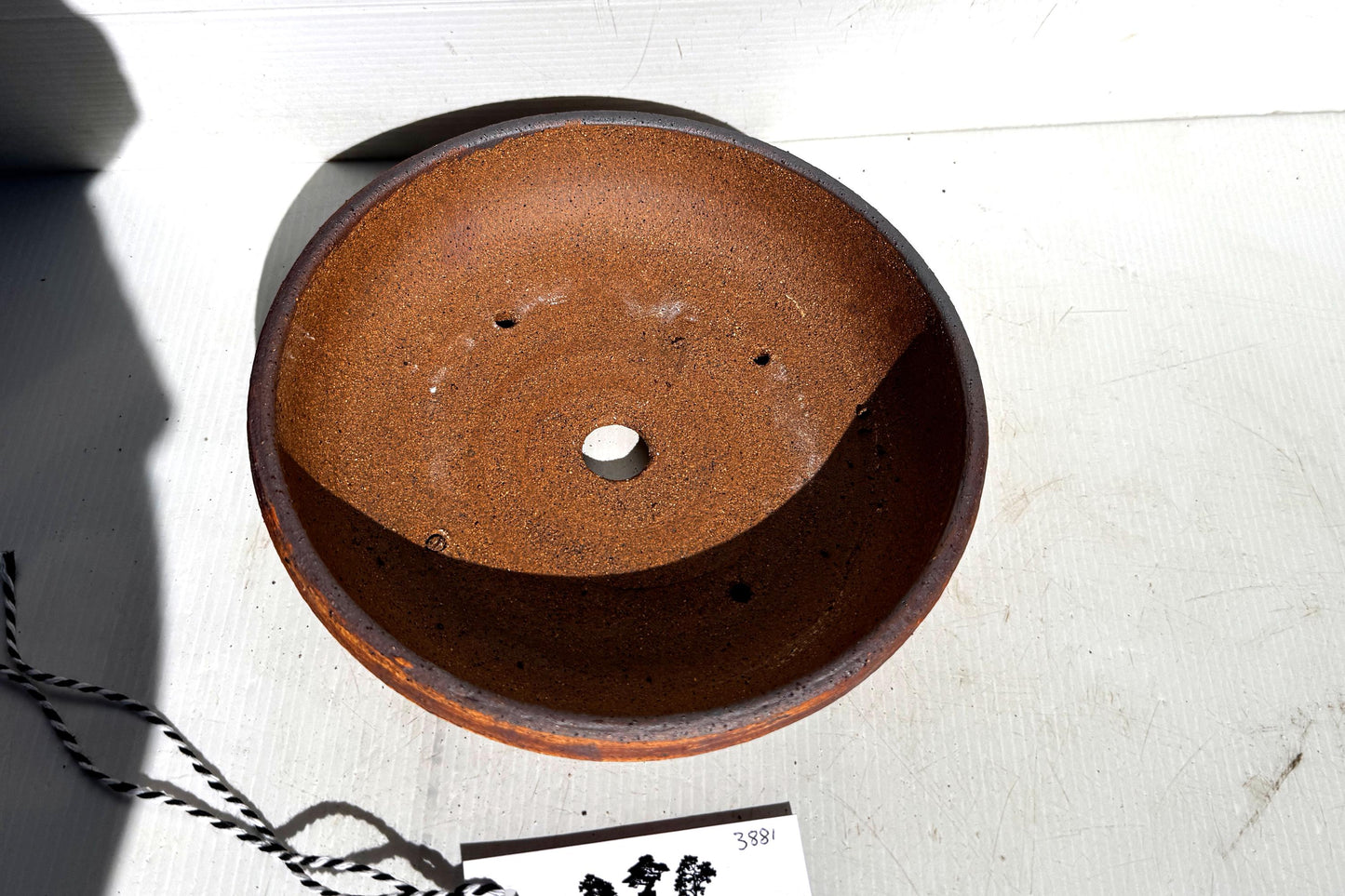 Round 20.5cm Brown Stoneware Unglazed Bonsai Pot