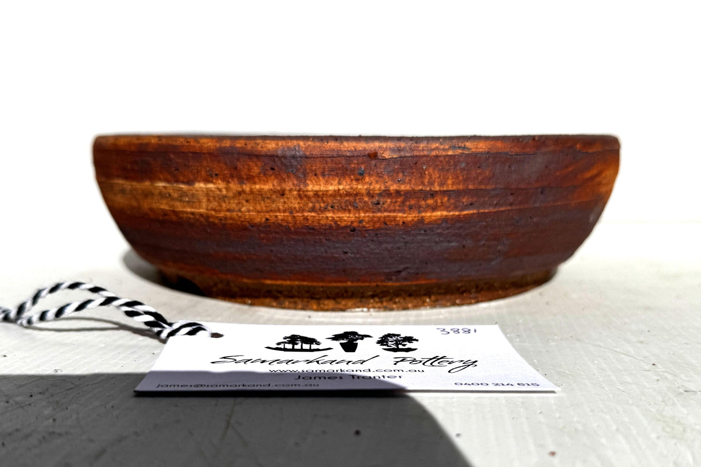 Round 20.5cm Brown Stoneware Unglazed Bonsai Pot