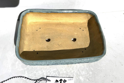 Rectangular 30.5cm Blue Glazed Textured Stoneware Bonsai Pot