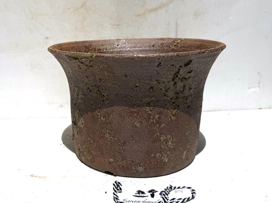 Round 24.5cm Brown Smooth Stoneware Woodash Bonsai Pot