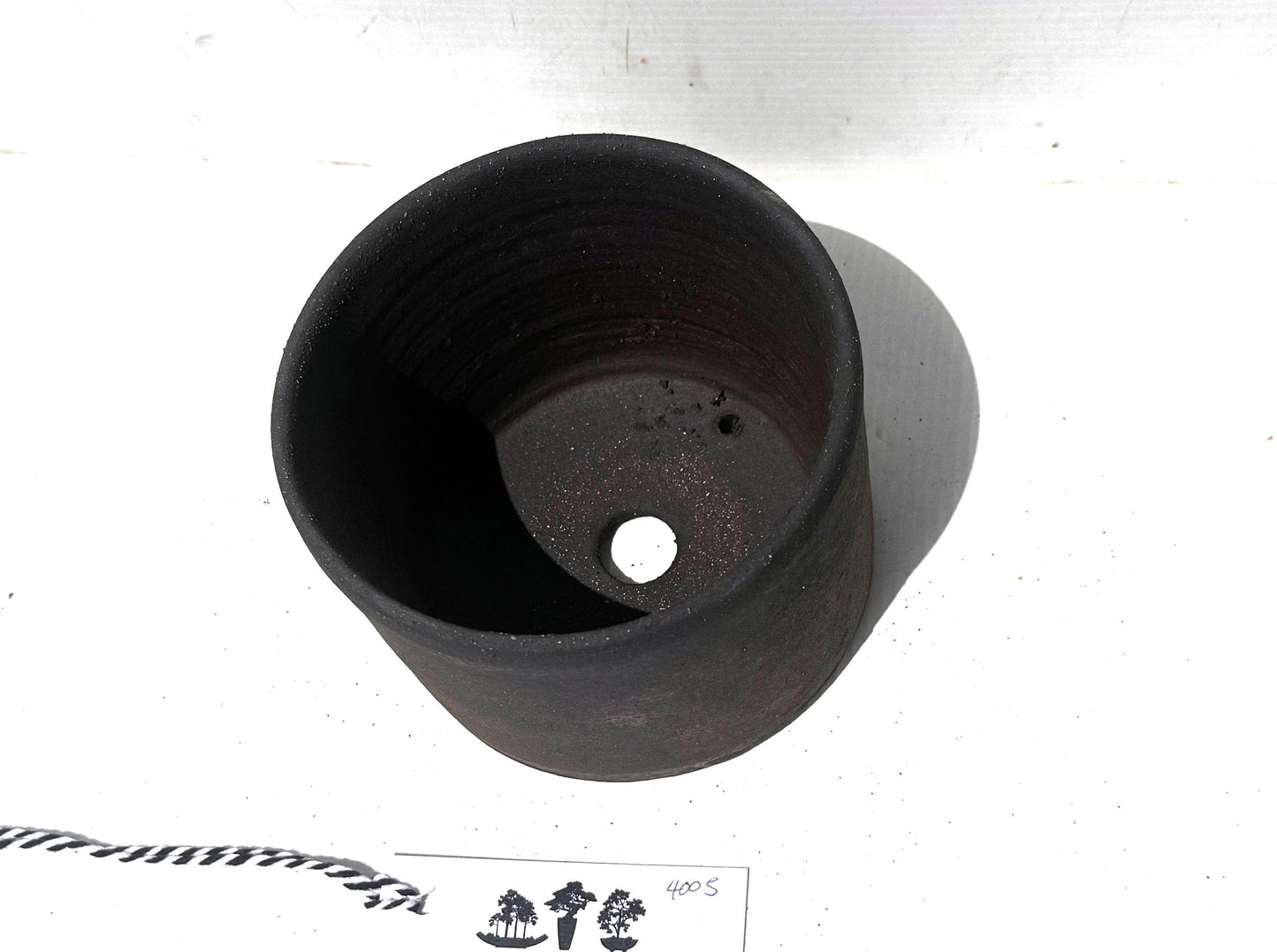Round 13cm Smooth Black Stoneware Bonsai Pot