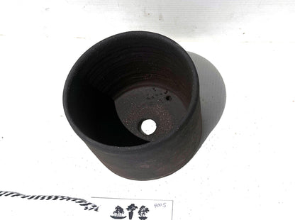 Round 13cm Smooth Black Stoneware Bonsai Pot
