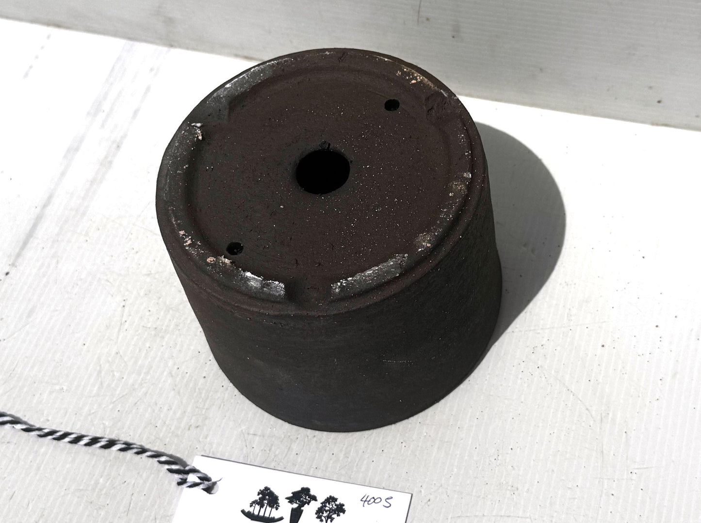 Round 13cm Smooth Black Stoneware Bonsai Pot