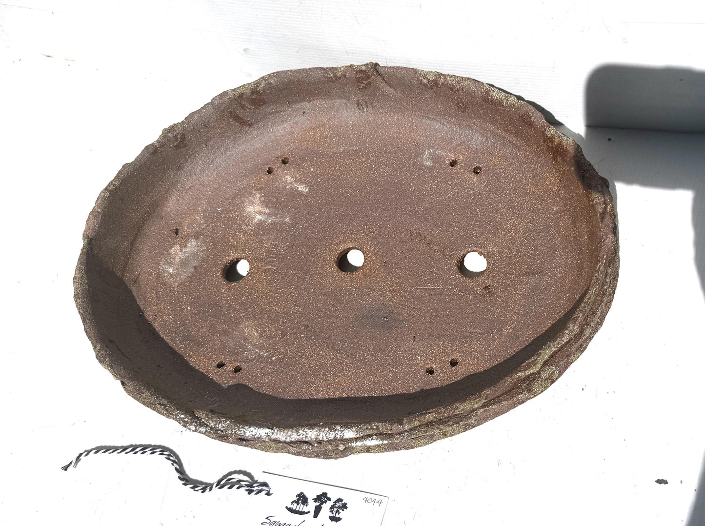 Oval 37cm Layered Woodash Finish Stoneware Bonsai Pot