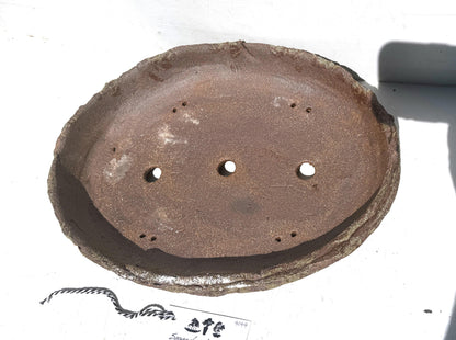 Oval 37cm Layered Woodash Finish Stoneware Bonsai Pot