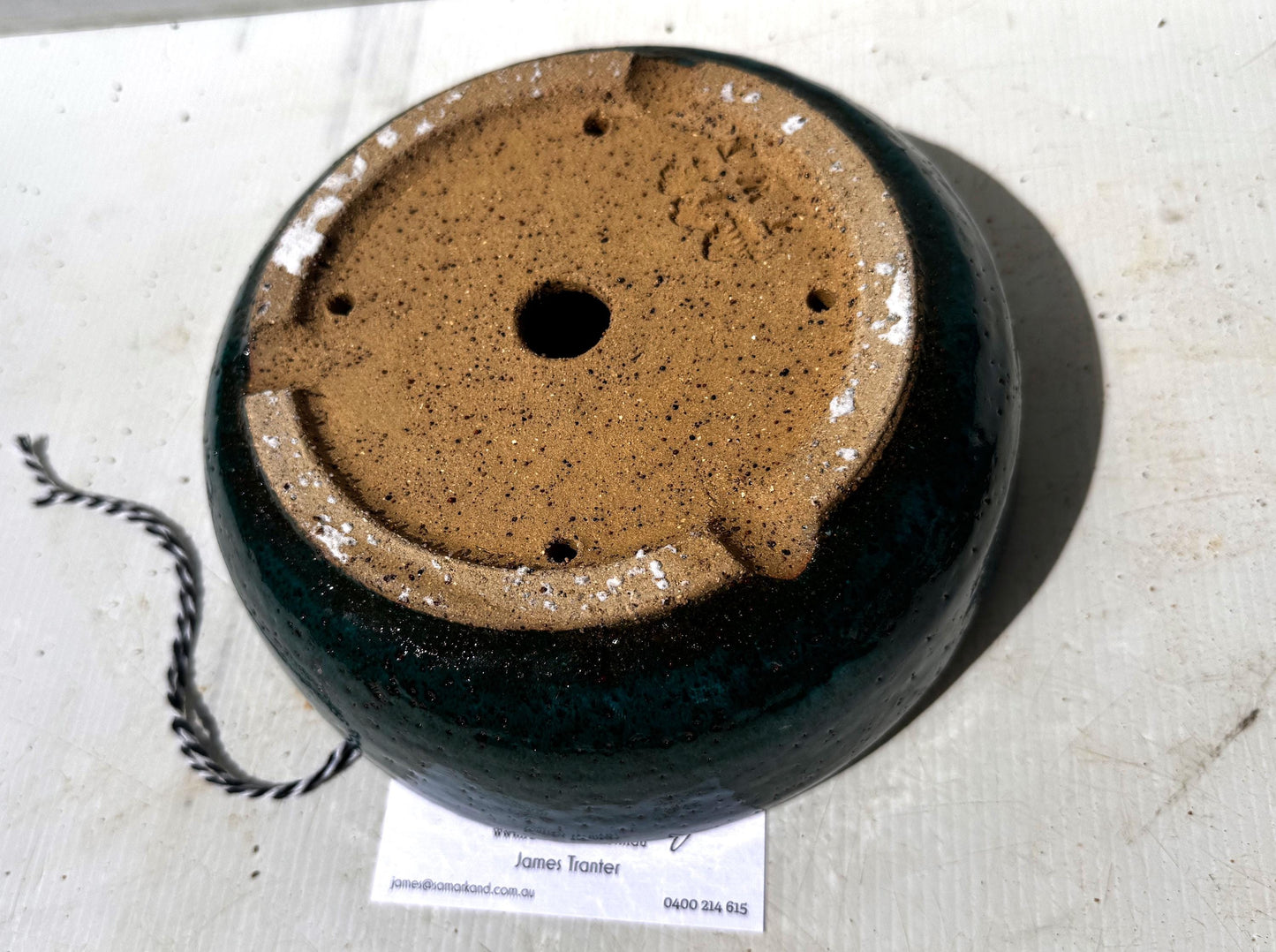 Round 20cm Turquoise Glazed Stoneware Bonsai Pot