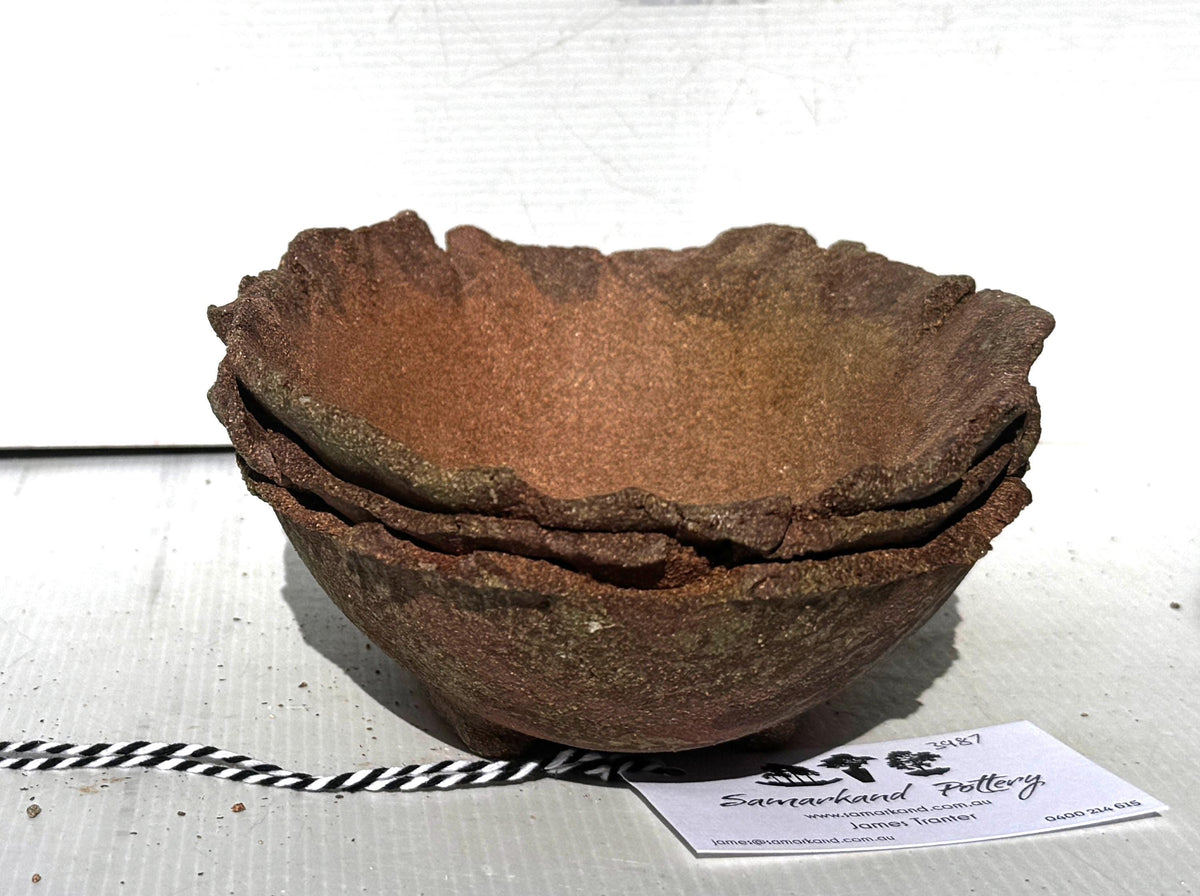 31cm Oval Brown Woodash Layered Finish Stoneware Unglazed Bonsai Pot