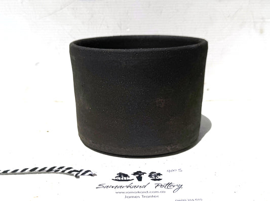 Round 13cm Smooth Black Stoneware Bonsai Pot