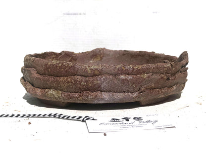 Oval 26cm Layered Woodash Finish Stoneware Bonsai Pot