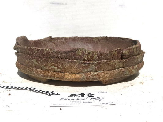 Oval 26cm Layered Woodash Finish Stoneware Bonsai Pot