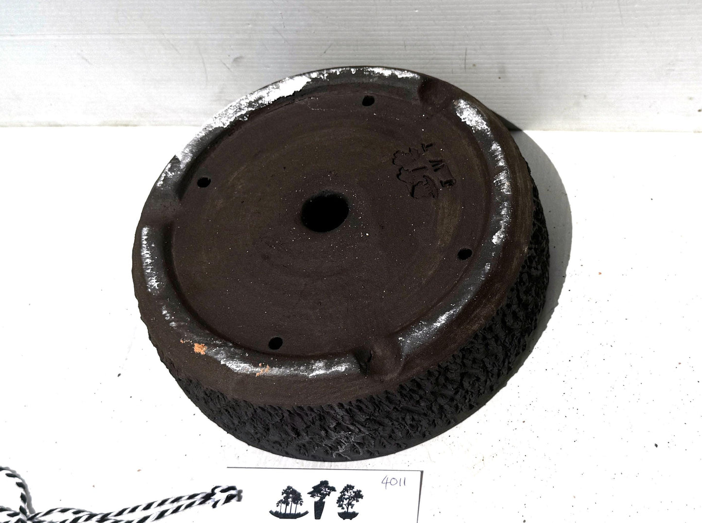 Round 19cm Black Textured Stoneware Unglazed Bonsai Pot
