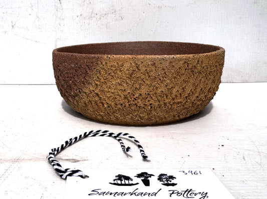 Round 18cm Textured Stoneware Bonsai Pot