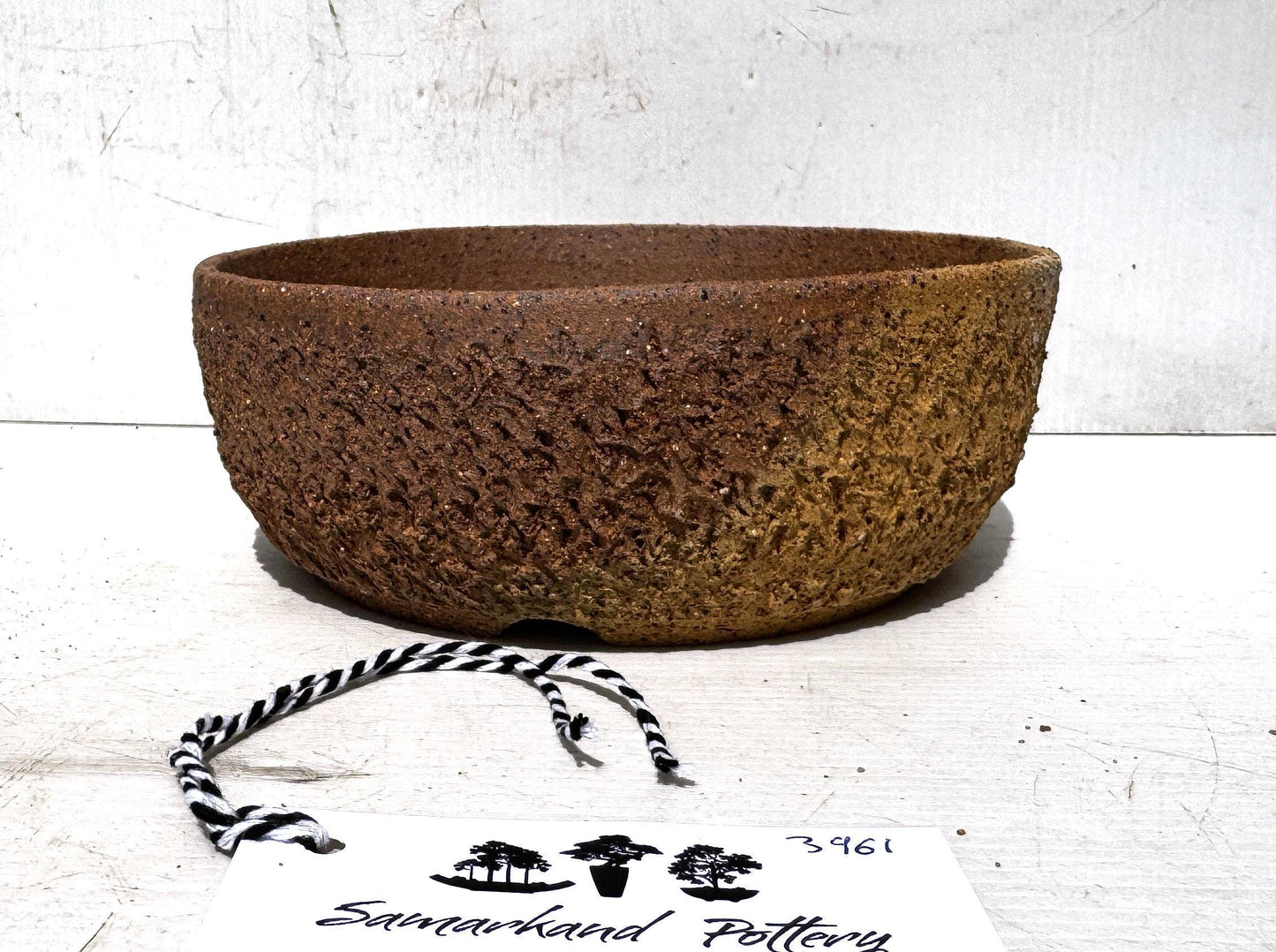 Round 18cm Textured Stoneware Bonsai Pot