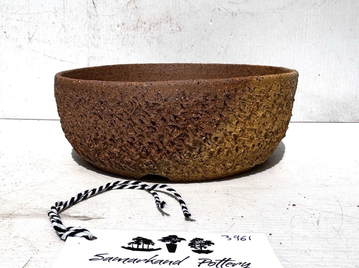 Round 18cm Textured Stoneware Bonsai Pot