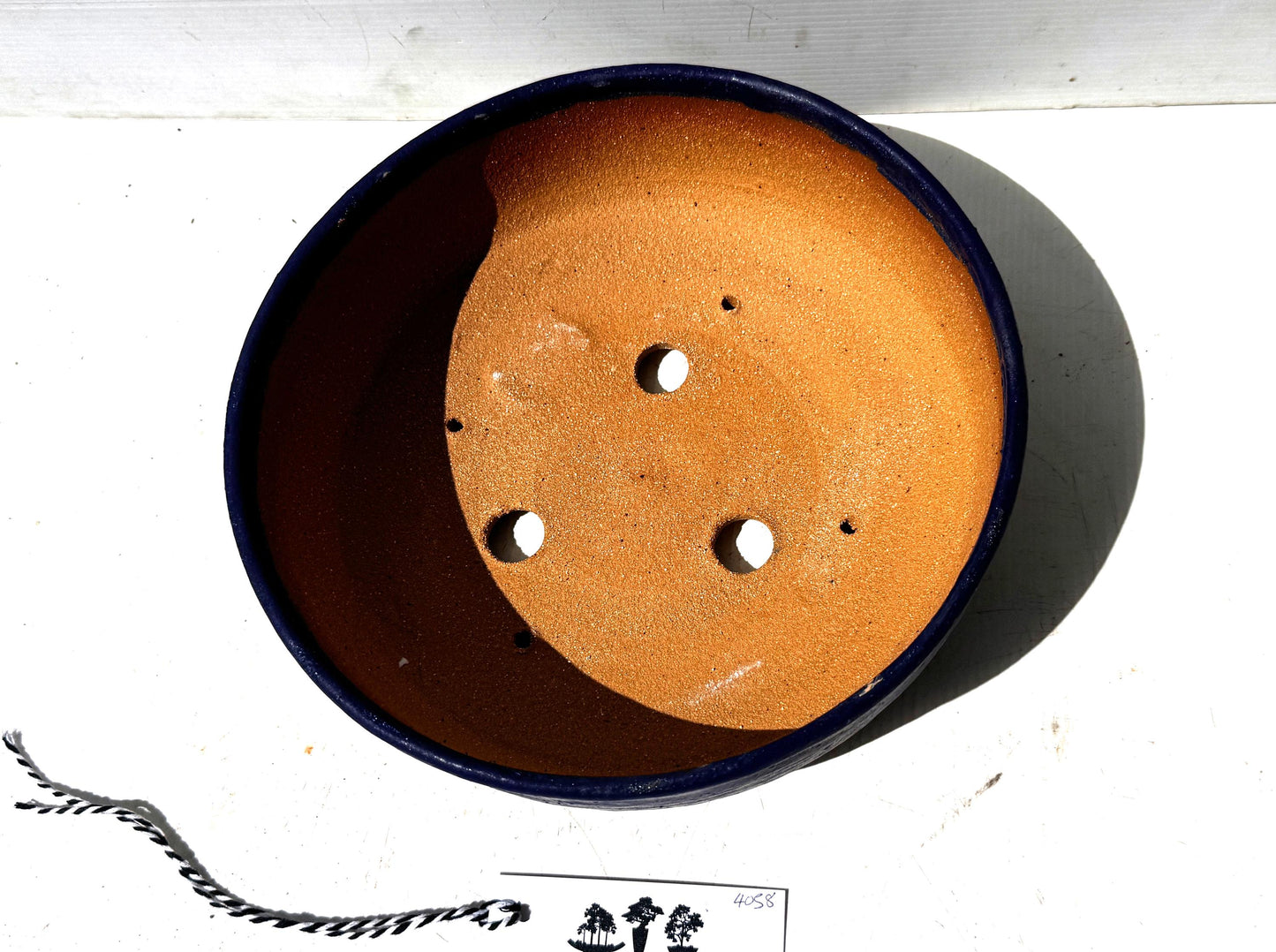 Round 24cm Blue Glazed Stoneware Bonsai Pot