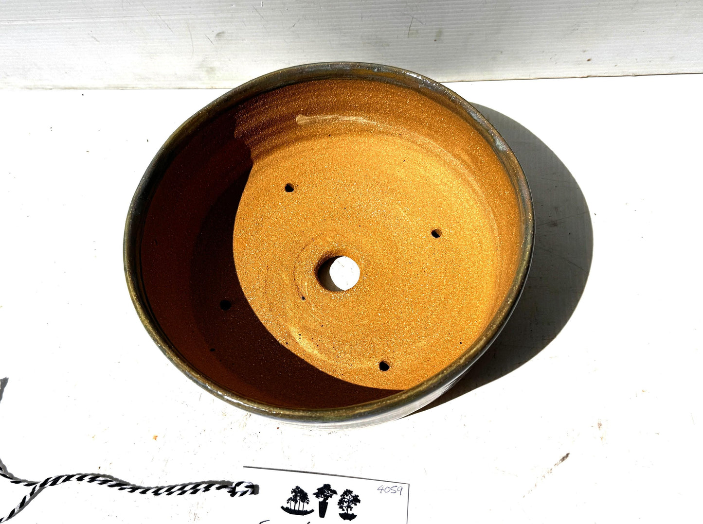 Round 21cm Blue Glazed Stoneware Bonsai Pot