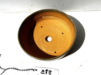 Round 21cm Blue Glazed Stoneware Bonsai Pot