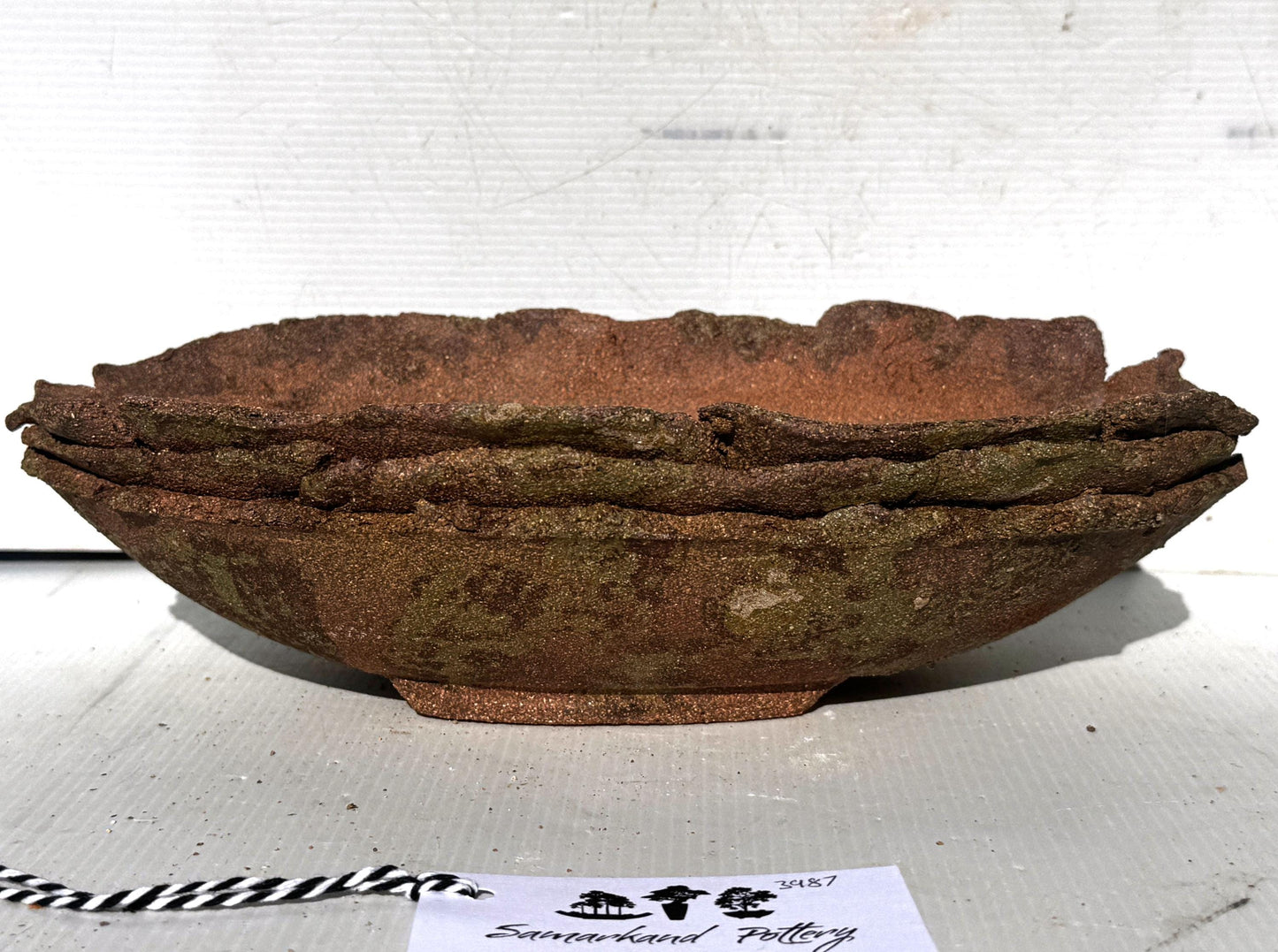 31cm Oval Brown Woodash Layered Finish Stoneware Unglazed Bonsai Pot
