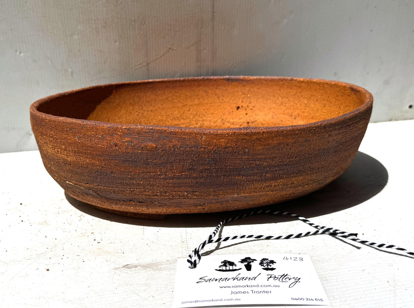 Oval 34cm Brown Stoneware Unglazed Bonsai Pot