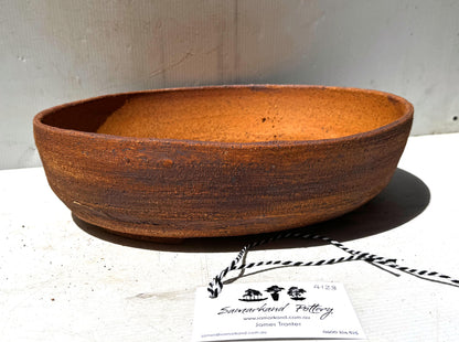 Oval 34cm Brown Stoneware Unglazed Bonsai Pot