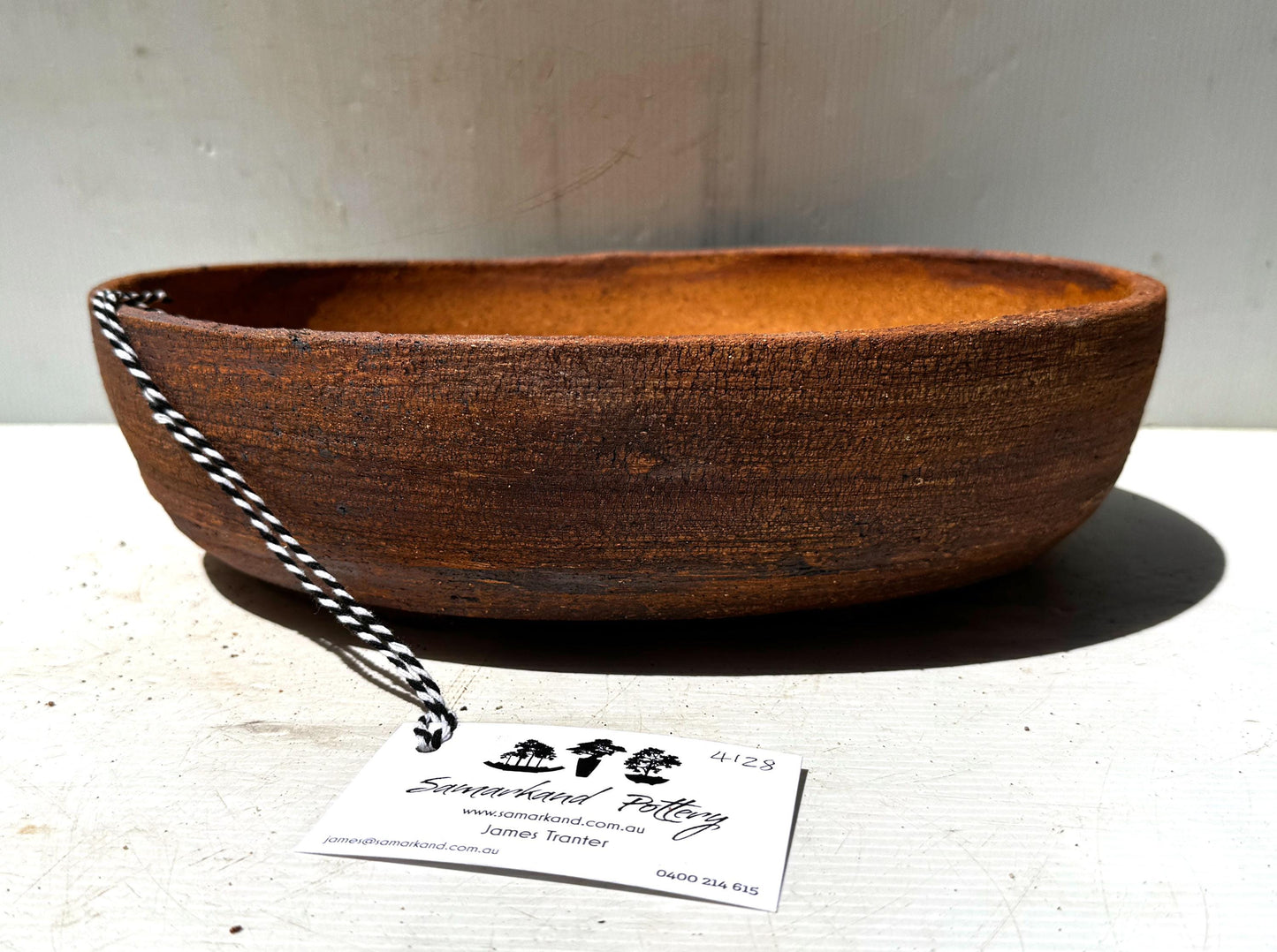 Oval 34cm Brown Stoneware Unglazed Bonsai Pot