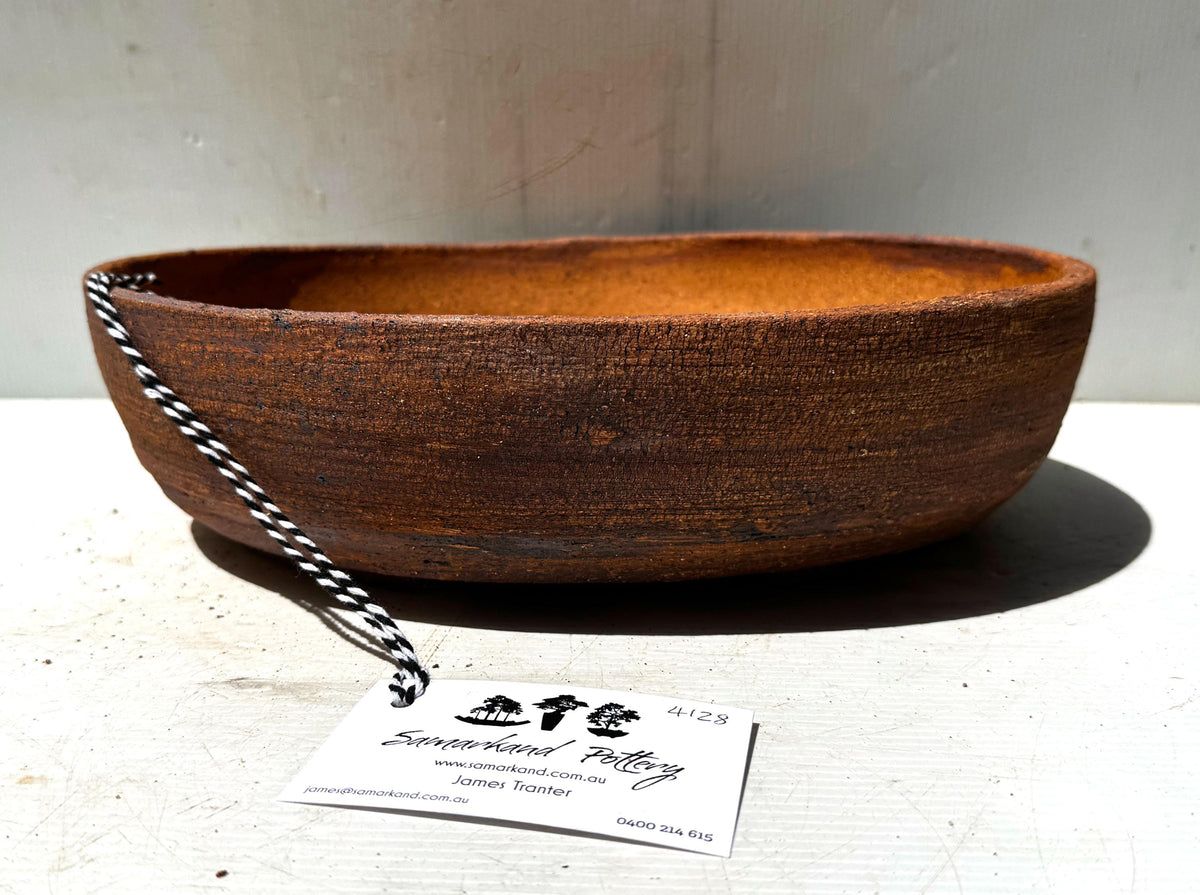 Oval 34cm Brown Stoneware Unglazed Bonsai Pot