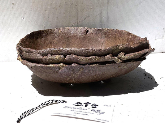 Square 27cm Brown Woodash Layered Finish Stoneware Bonsai Pot