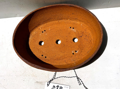 Oval 34cm Brown Stoneware Unglazed Bonsai Pot