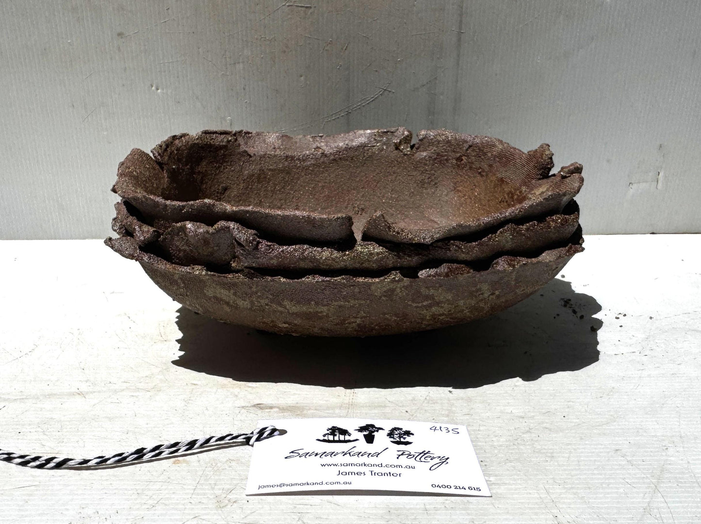 Square 27cm Brown Woodash Layered Finish Stoneware Bonsai Pot