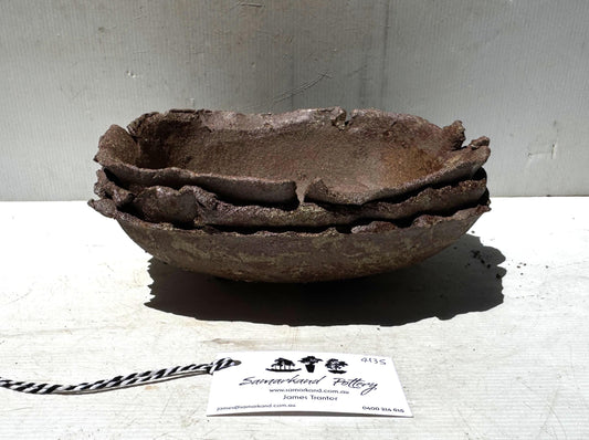 Square 27cm Brown Woodash Layered Finish Stoneware Bonsai Pot