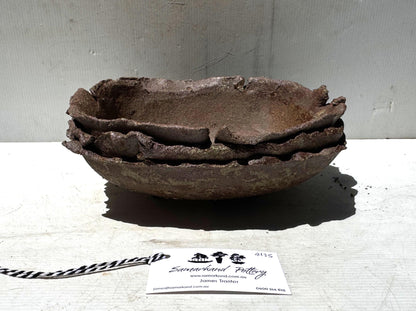 Square 27cm Brown Woodash Layered Finish Stoneware Bonsai Pot