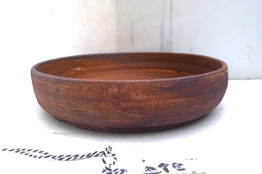 Round 30cm Brown Stoneware Unglazed Bonsai Pot