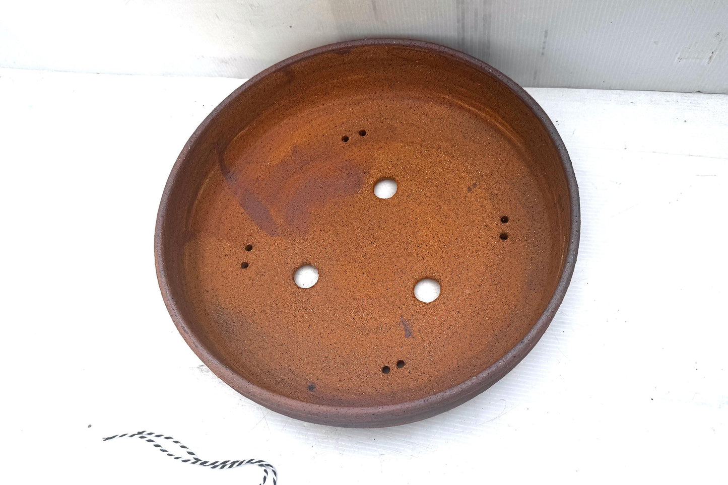Round 30cm Brown Stoneware Unglazed Bonsai Pot