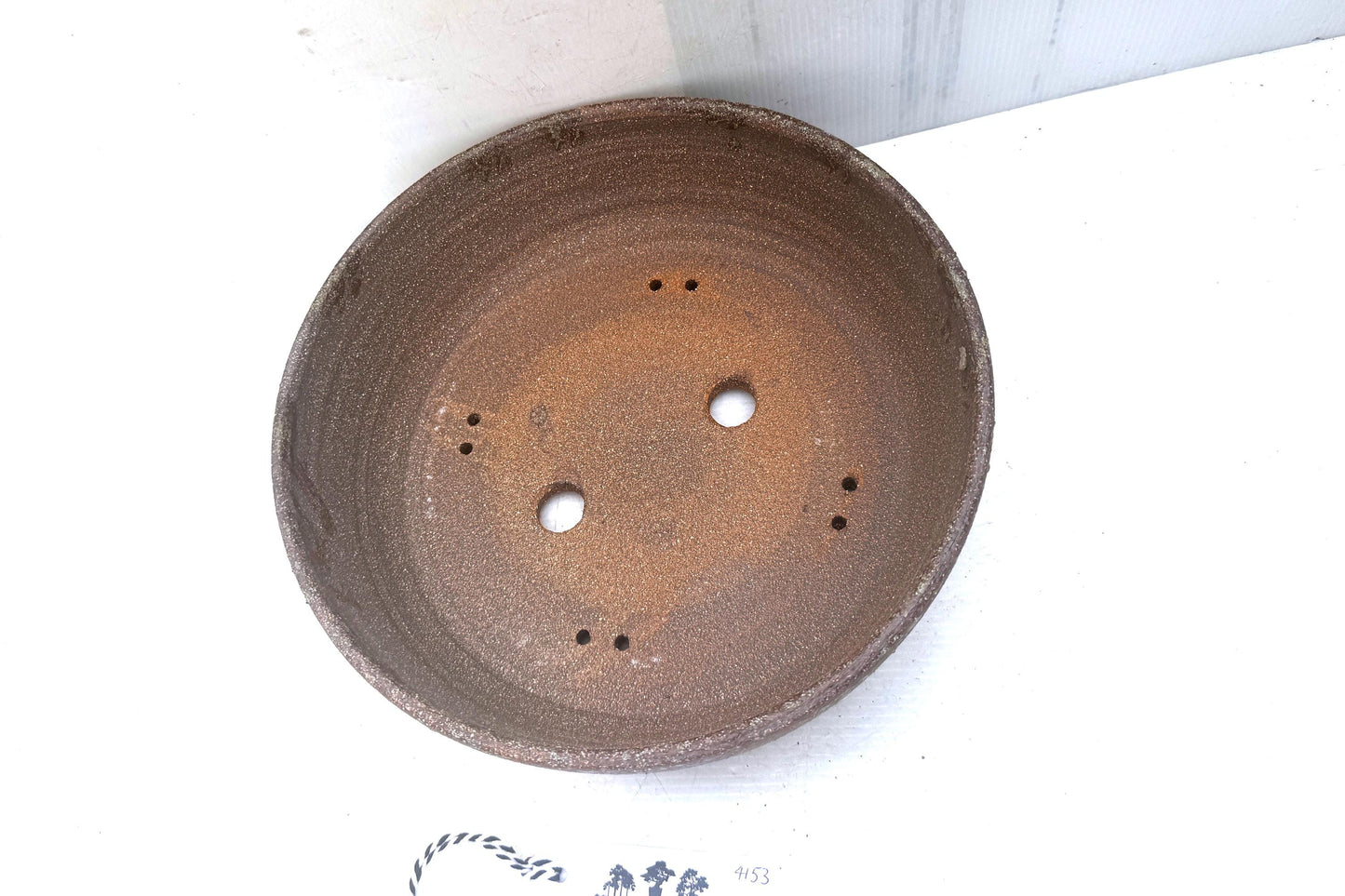 Round 27.5cm Brown Smooth Stoneware Woodash Bonsai Pot
