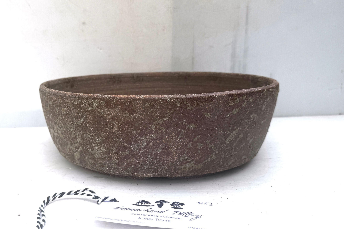 Round 27.5cm Brown Smooth Stoneware Woodash Bonsai Pot