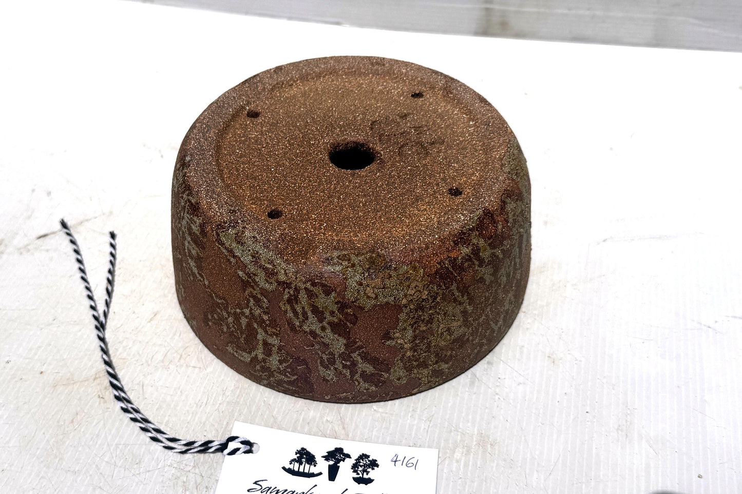 Round 18cm Brown Smooth Stoneware Woodash Bonsai Pot