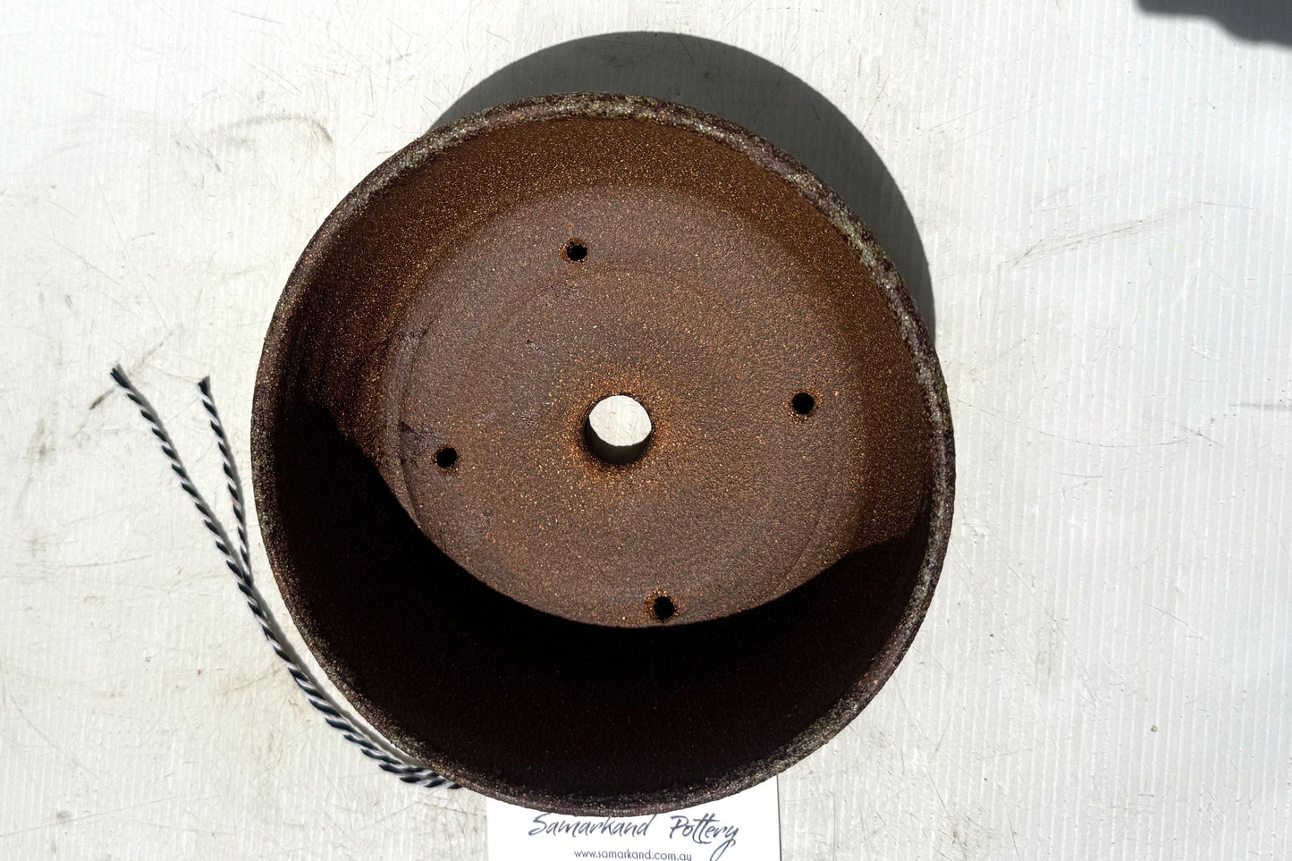 Round 18cm Brown Smooth Stoneware Woodash Bonsai Pot