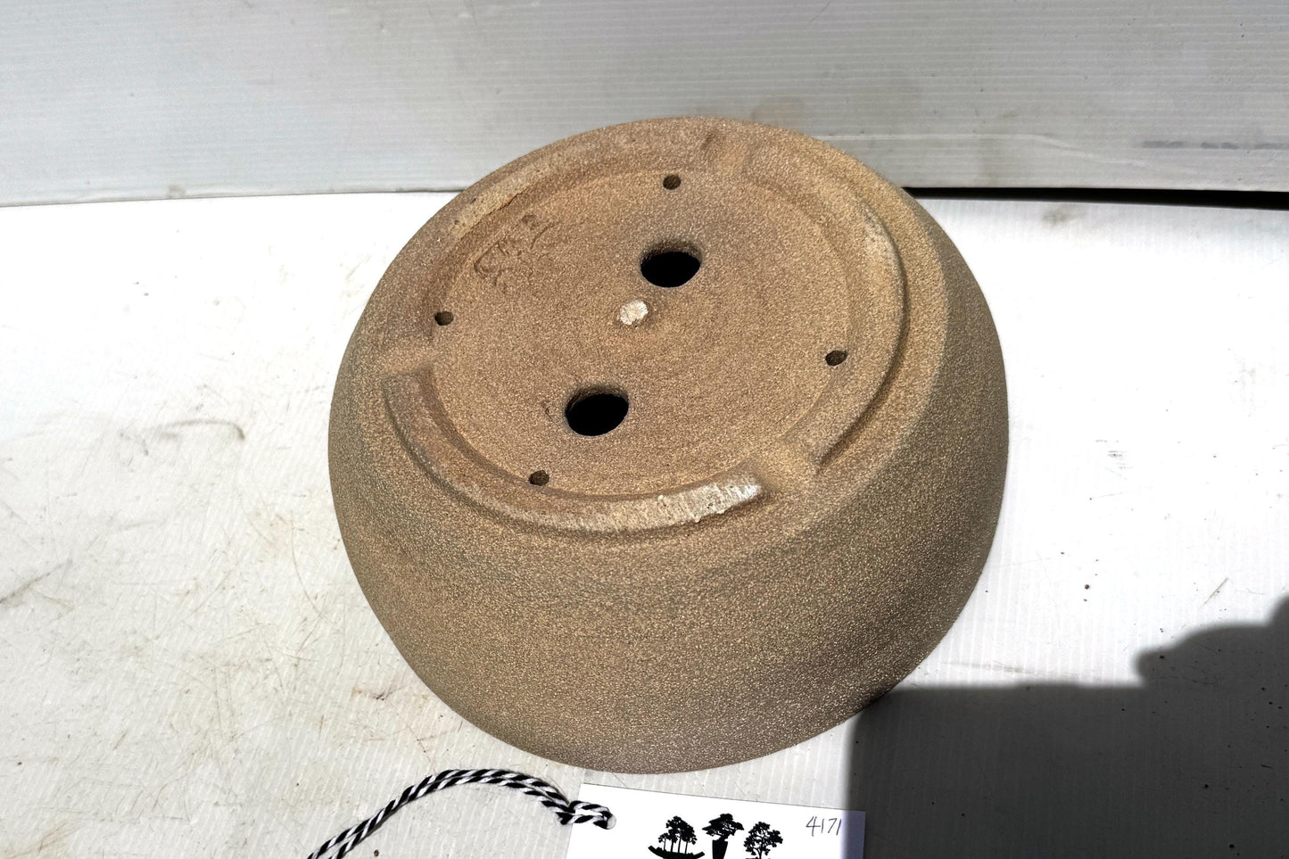 Round 23.5cm Beige Smooth Stoneware Bonsai Pot