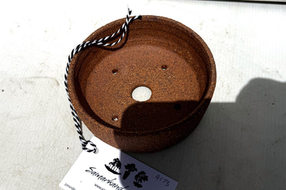 Round 13cm Brown Smooth Stoneware Bonsai Pot