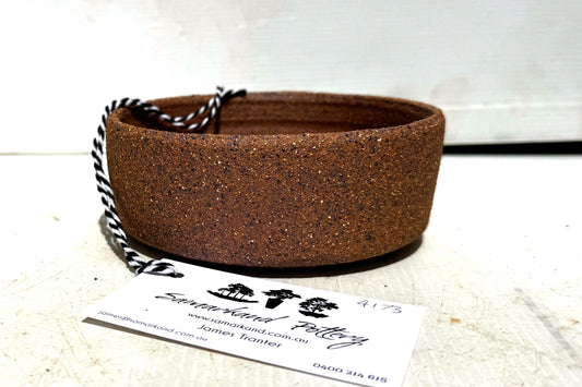 Round 13cm Brown Smooth Stoneware Bonsai Pot