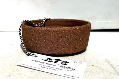 Round 13cm Brown Smooth Stoneware Bonsai Pot