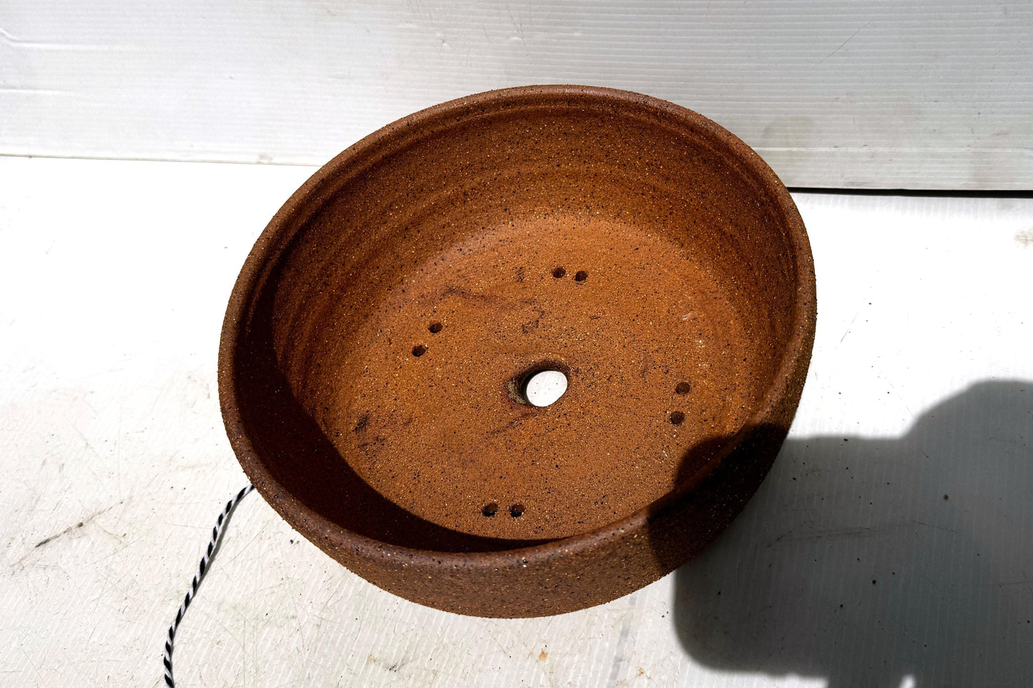 Round 22cm Brown Smooth Stoneware Bonsai Pot